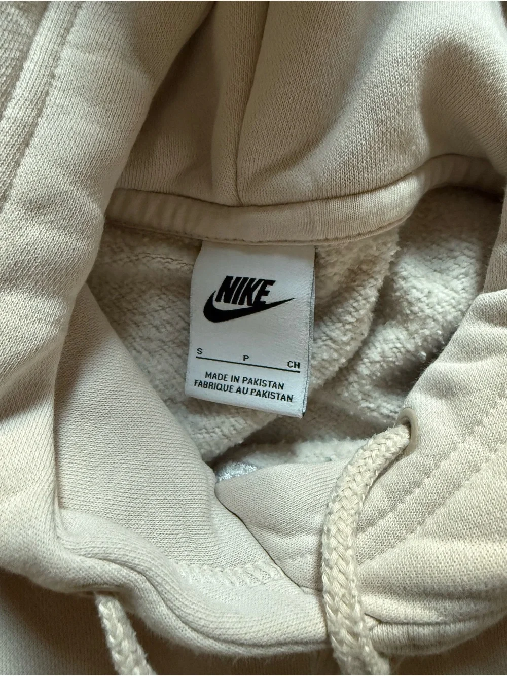 Nike Beige Pullover Hoodie with Small White Swoosh